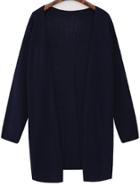 Romwe Long Sleeve Knit Navy Cardigan