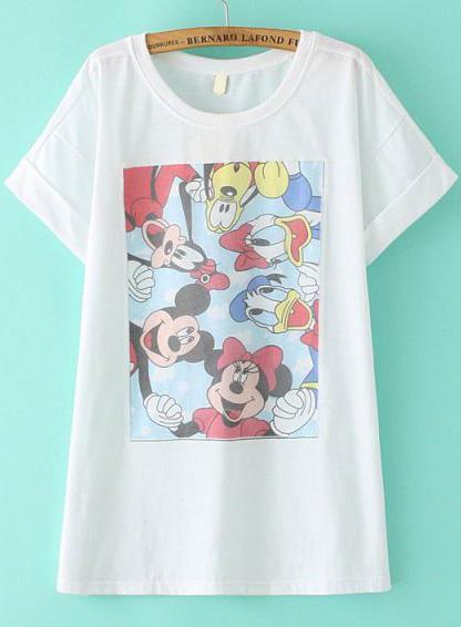 Romwe Cuffed Mickey Print Dress