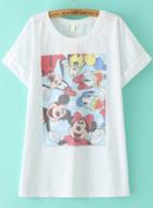 Romwe Cuffed Mickey Print Dress