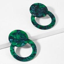 Romwe Round Marble Pattern Hoop Earrings