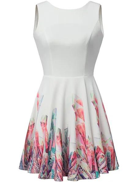 Romwe Back Deep V Florals Pleated Dress