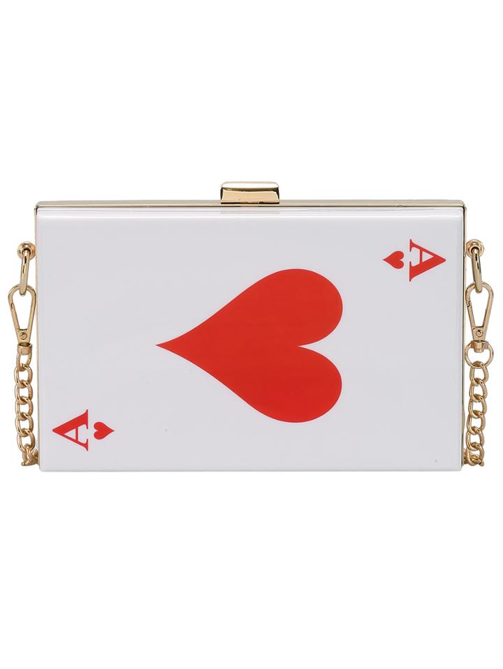 Romwe White Heart Pattern Chain Bag