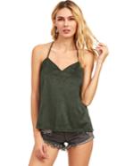 Romwe Green Spaghetti Strap Tank Top