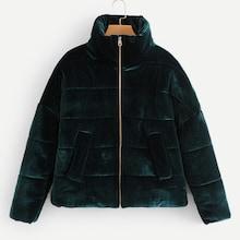 Romwe Velvet Padded Coat