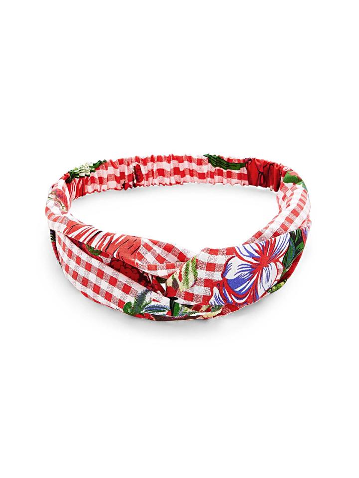 Romwe Flower Print Plaid Headband