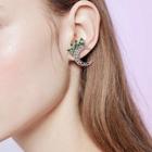 Romwe Rhinestone Decorated Moon Stud Earrings