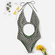 Romwe Polka Dot Cut-out Backless One Piece Swimwear