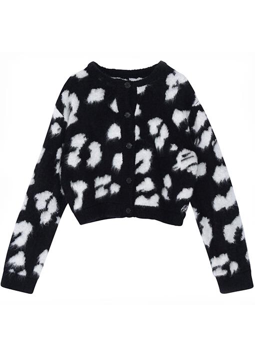 Romwe Leopard Buttons Mohair Black Coat