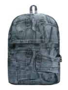 Romwe Blue Jeans Print Canvas Backpack