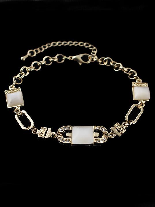 Romwe Gold With Diamond Link Bracelet