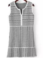 Romwe V Neck Geometric Print Knit Dress