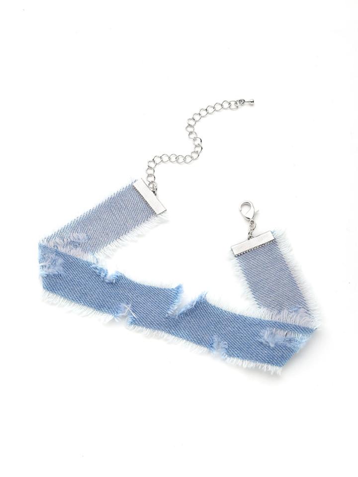 Romwe Distressed Denim Choker