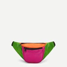 Romwe Color-block Pocket Front Bum Bag