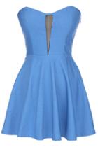 Romwe Off Shoulder Blue Bandeau Dress