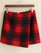 Romwe Red Plaid Bodycon Skirt