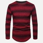 Romwe Men Curved Hem Striped Sweater