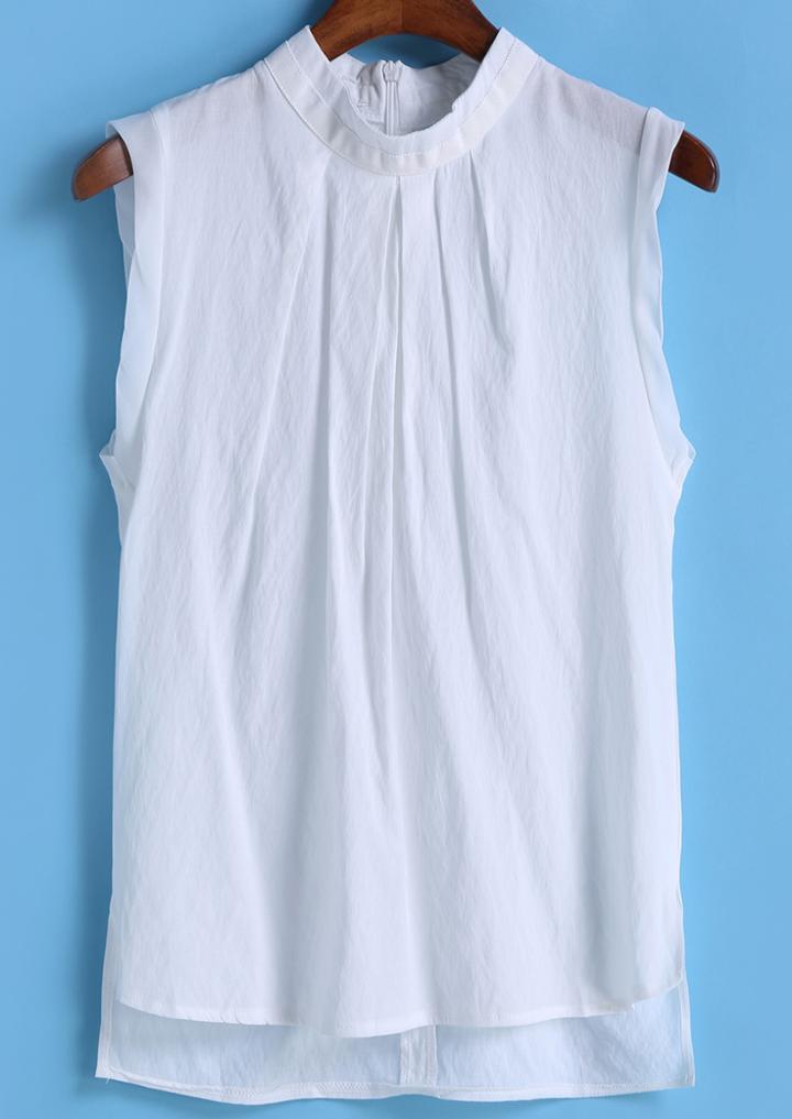 Romwe Stand Collar Dip Hem Tank Top