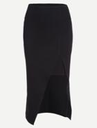 Romwe Black Split Knit Pencil Skirt