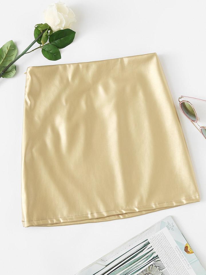 Romwe Zip Up Side Skirt