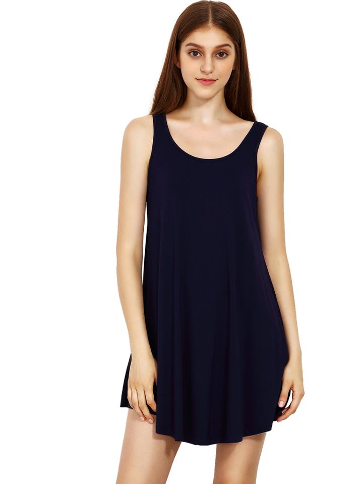 Romwe Blue Swing Tank Dress