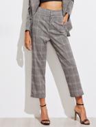 Romwe High Waist Plaid Tailored Pants