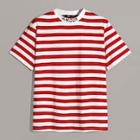 Romwe Guys Letter Embroidered Neck Striped Top