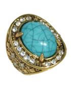 Romwe Blue Simple Big Imitation Gemstone Ring