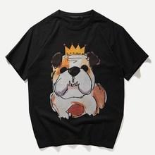 Romwe Men Single Dog Print Tee