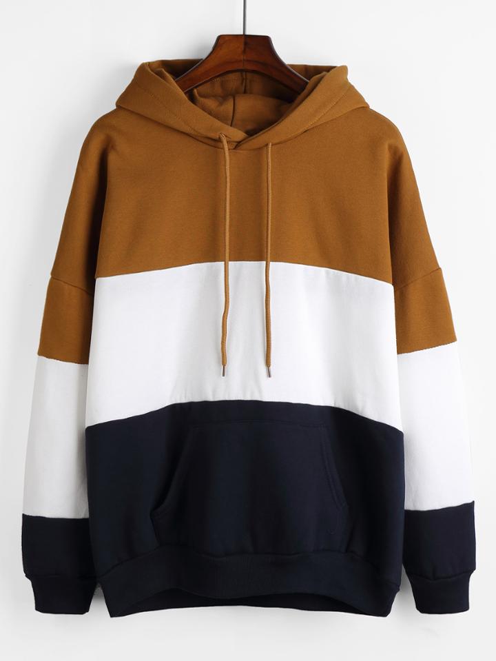 Romwe Cut And Sew Drop Shoulder Hoodie