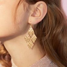Romwe Textured Rhombus Shaped Drop Earrings