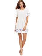 Romwe Short Sleeve Embroidered A-line Dress