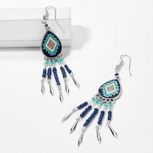 Romwe Beaded Detail Long Drop Earrings