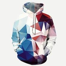 Romwe Men Abstract Geo Print Hooded Sweatshirt