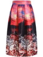 Romwe With Zipper Floral Print Skirt