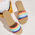 Romwe Random Glitter Rainbow Design Flat Sliders