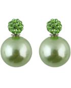 Romwe Pale Green Diamond Bead Stud Earrings