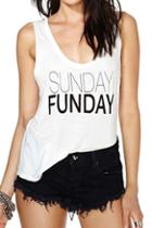 Romwe Romwe Sundy And Funday Print Sleeveless White Vest