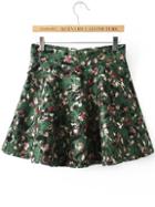 Romwe Florals Flare Skirt Shorts