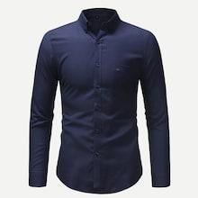 Romwe Men Solid Skinny Shirt