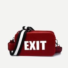 Romwe Slogan Print Bag With Striped Strap