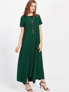 Romwe Hanky Hem Tent Dress With Hidden Pocket