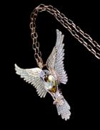 Romwe Yellow Gemstone Gold Eagle Chain Necklace