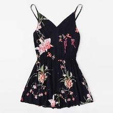 Romwe Plus Floral Print Cami Romper