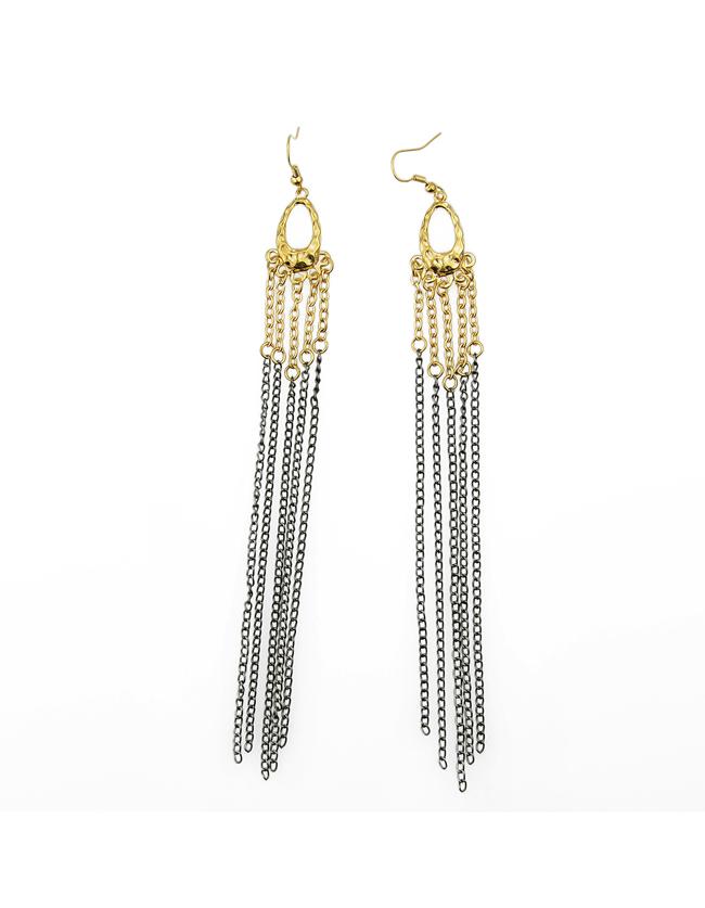 Romwe Multicolors Alloy Tassel Drop Long Earrings