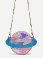 Romwe Metallic Pink Saturn Shape Chain Bag