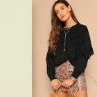 Romwe Tassel Trim Pullover