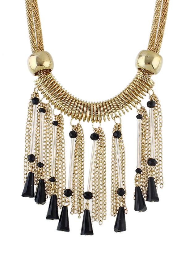 Romwe Golden Chain Beads Chunky Necklaces