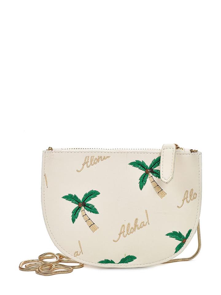 Romwe Palm Tree Embroidery Shoulder Bag