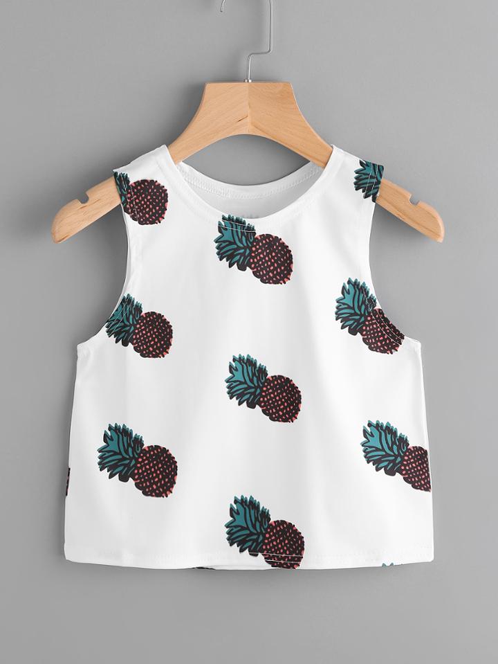 Romwe Pineapple Print Tank Top