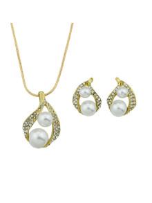 Romwe Elegant Pearl Pendant  Necklace And Earrings